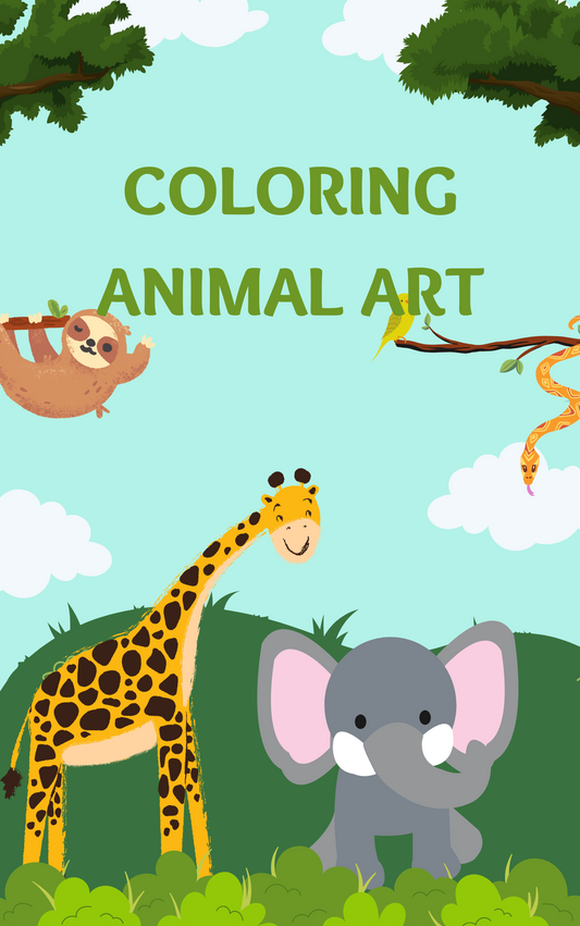 animal coloring book black and white minimalist